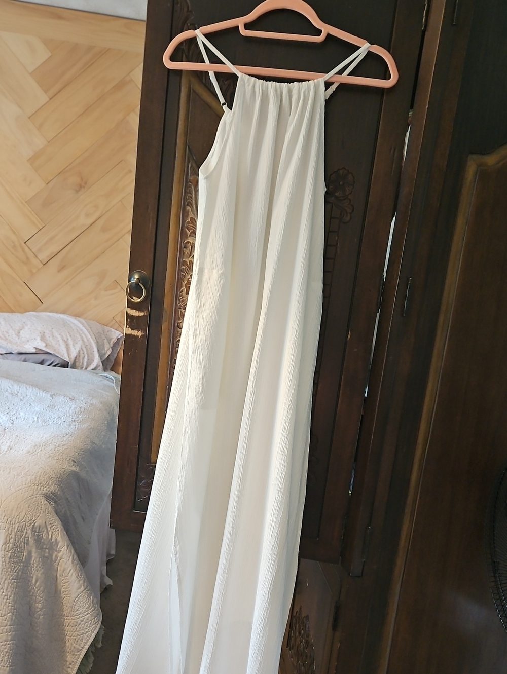Lightweight White Maxi Dress with Spaghetti Straps